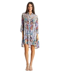 La Moda Clothing Women's Short three -quarter sleeves collared dress