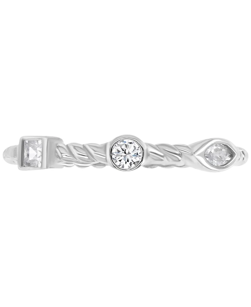 4-Pc. Set Cubic Zirconia Mixed-Cut Bezel & Claw Stack Rings