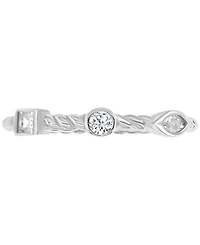 4-Pc. Set Cubic Zirconia Mixed-Cut Bezel & Claw Stack Rings