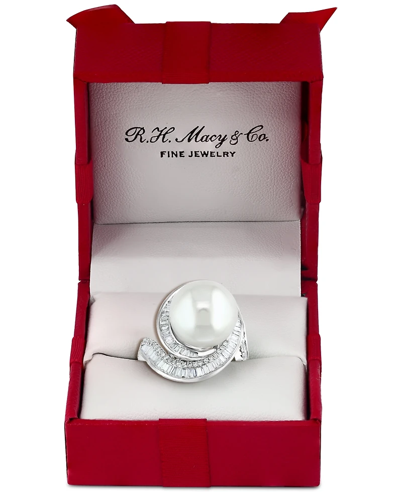 Effy Cultured Freshwater Pearl (12-1/2mm) & Diamond (3/4 ct. t.w.) Ring 14k White Gold (Also Available Yellow Rose Gold)