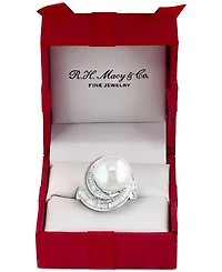 Effy Cultured Freshwater Pearl (12-1/2mm) & Diamond (3/4 ct. t.w.) Ring 14k White Gold (Also Available Yellow Rose Gold)