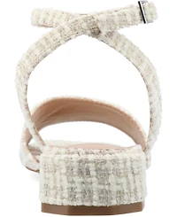 Journee Collection Women's Adleey Ankle Strap Tweed Block Heel Sandals