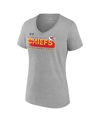 Women's Fanatics Heather Gray Kansas City Chiefs Super Bowl Lviii Roster V-Neck T-shirt