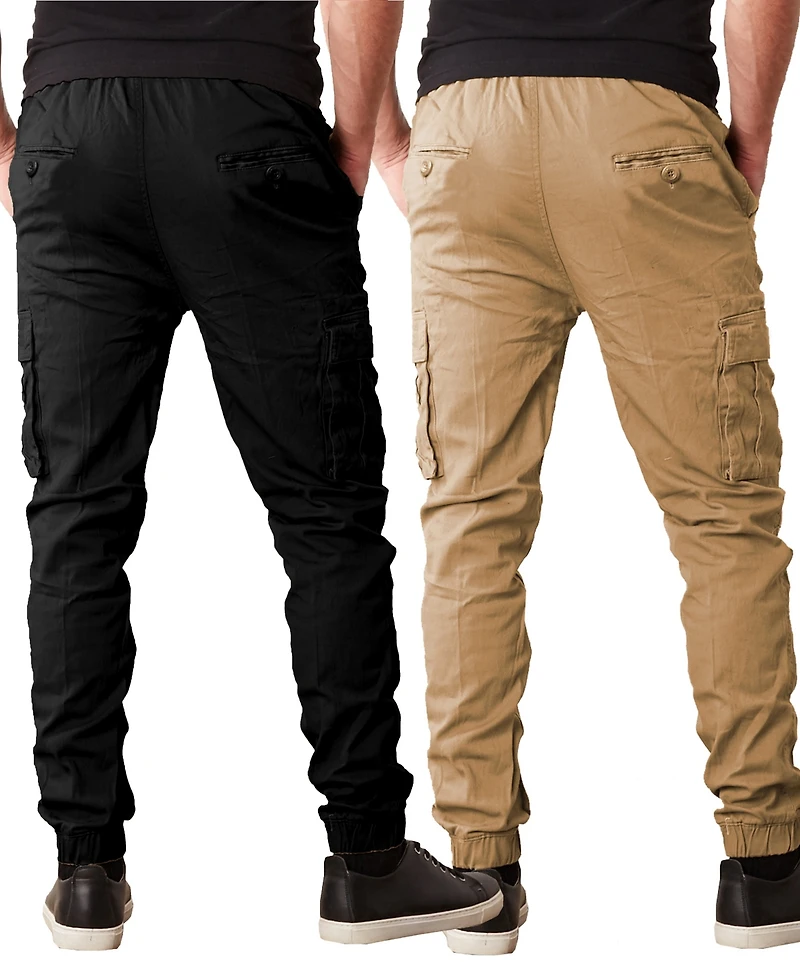 Galaxy By Harvic Men's Slim Fit Stretch Cargo Jogger Pants, Pack of 2