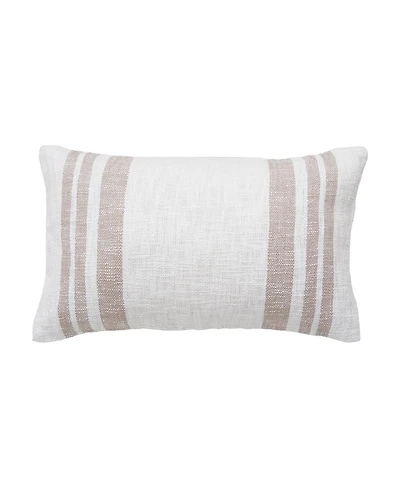 Morgan Dune Woven Striped Chambray Luxury Premium Spring & Summer Rectangle Accent Pillow, 14" x 22"