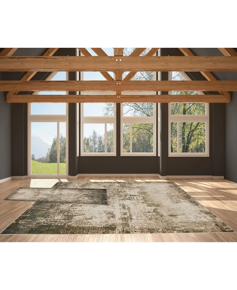 Km Home Axis Abstract 2'6" x 8', 9' x 12' Area Rug Set, 2 Piece