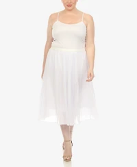 White Mark Plus Pleated Chiffon Midi Skirt