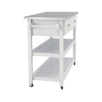 Streamdale Stainless Steel Table Top White Kicthen Cart With Two Drawers
