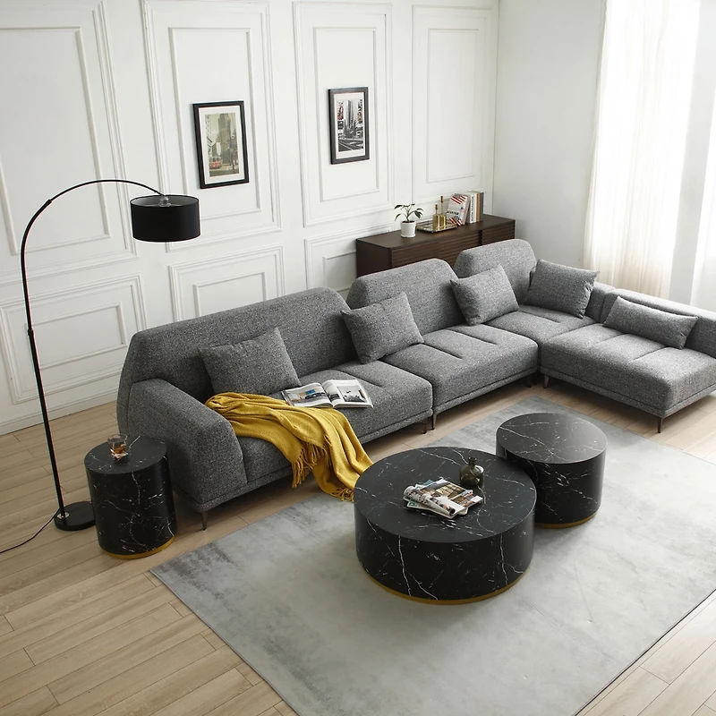 Streamdale Modern Marble Coffee Table with Gold Base