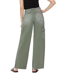 Vervet Women's High Rise Utility Cargo Wide Leg Jeans