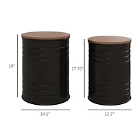 Homcom Nesting Storage Ottomans Set of 2 with Lids, Hidden Space