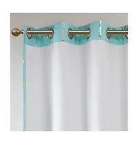 Intelligent Design Raina Total Metallic Print Blackout Curtain Single Panel For Bedroom, Antique Silver Grommet Top Fit Up To 1.25 Inches Rod C