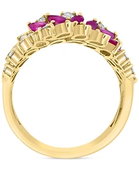 Effy Ruby (2-1/3 ct. t.w.) & Diamond (2-1/3 ct. t.w.) Marquise Floral-Inspired Cluster Ring in 14k Gold