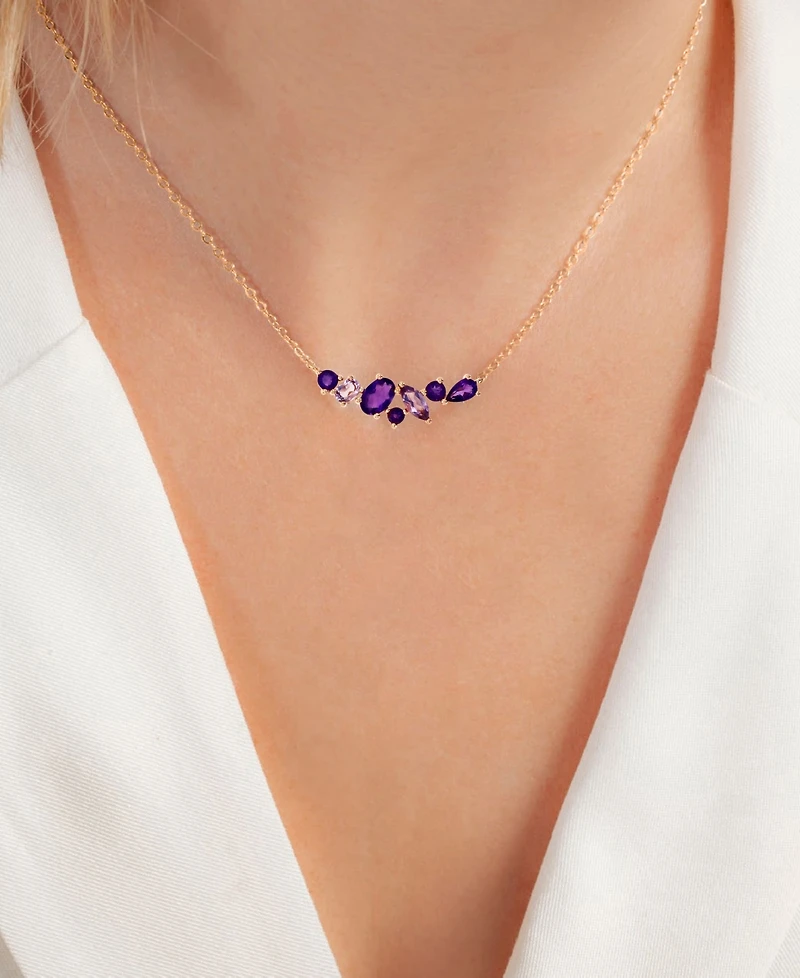 Multi-Gemstone Cluster 18" Pendant Necklace (1-5/8 ct. t.w.) in 14k Rose Gold-Plated Sterling Silver