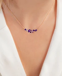 Multi-Gemstone Cluster 18" Pendant Necklace (1-5/8 ct. t.w.) in 14k Rose Gold-Plated Sterling Silver