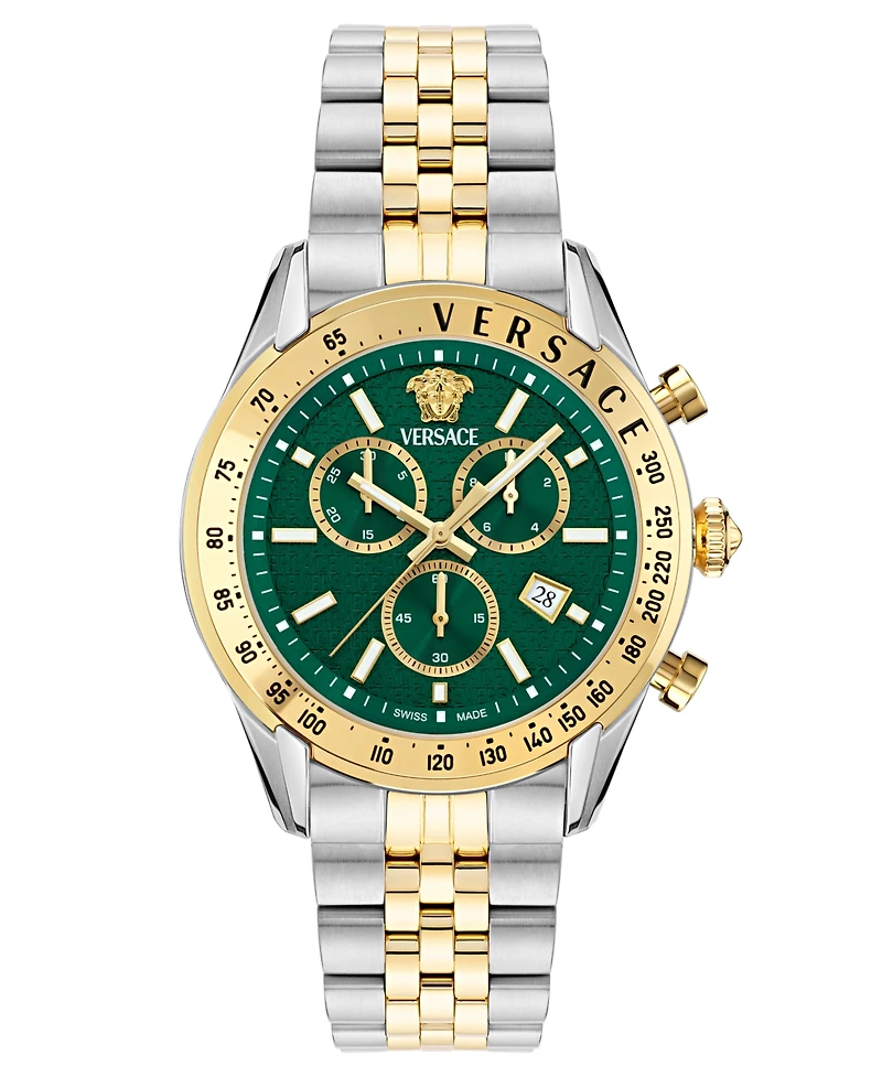 Versace Men's Swiss Chronograph Two-Tone Stainless Steel Bracelet Watch 44mm