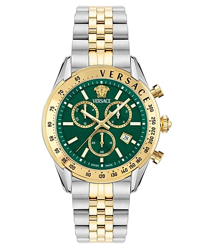 Versace Men's Swiss Chronograph Two-Tone Stainless Steel Bracelet Watch 44mm