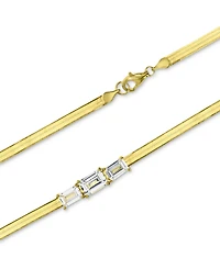 Lab-Grown White Sapphire Triple Stone 18" Collar Necklace (3-3/8 ct. t.w.) in 14k Gold-Plated Sterling Silver