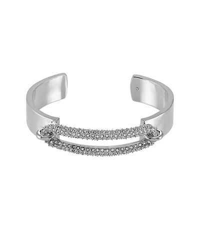 Vince Camuto Silver-Tone Pave Cuff Bracelet