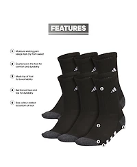 adidas Boys Youth Athletic Cushioned Crew Socks, Pack of 6