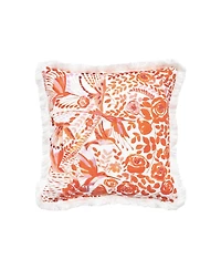 Hummingbird Bird Orange Floral Cotton Decor Small/Petite Accent Pillow, 10" x 10"