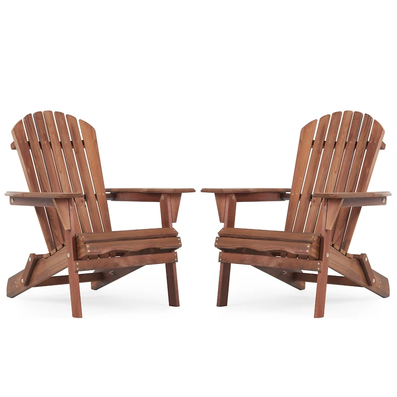 Streamdale Outdoor Folding Adirondack Chair Set - 2 Wood Lounge Chairs