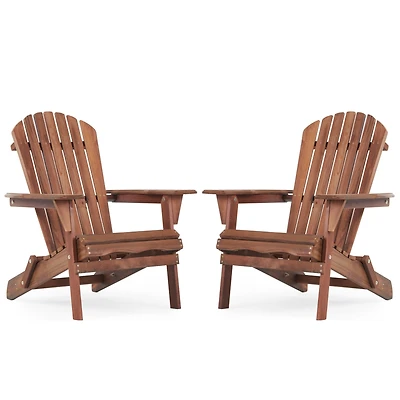 Streamdale Outdoor Folding Adirondack Chair Set - 2 Wood Lounge Chairs