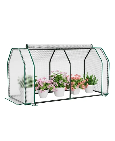 47.5 x 21.5 x 24 Inch Mini Greenhouse with Roll-up Zipper Door