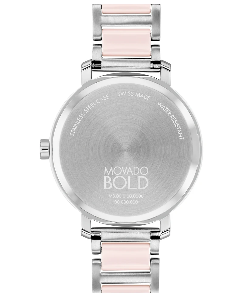 Movado Women's Swiss Bold Evolution 2.0 Blush Ceramic & Stainless Steel Bracelet Watch 34mm
