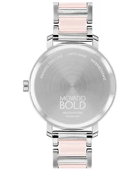 Movado Women's Swiss Bold Evolution 2.0 Blush Ceramic & Stainless Steel Bracelet Watch 34mm