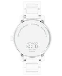 Movado Women's Swiss Bold Evolution 2.0 White Ceramic Bracelet Watch 34mm