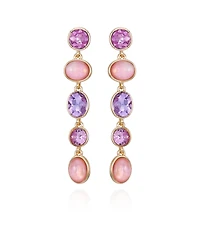 T Tahari Gold-Tone Lilac Violet Glass Stone Linear Dangle Drop Earrings