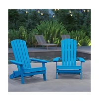 Set Of Riviera Poly Resin Folding Adirondack Lounge Chair