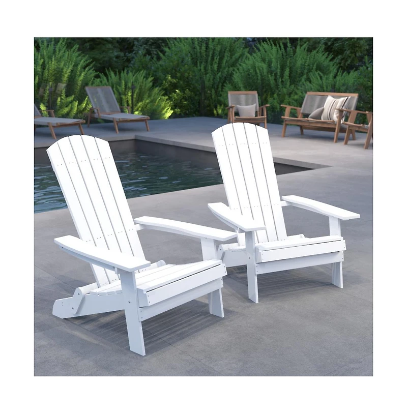 Set Of Riviera Poly Resin Folding Adirondack Lounge Chair