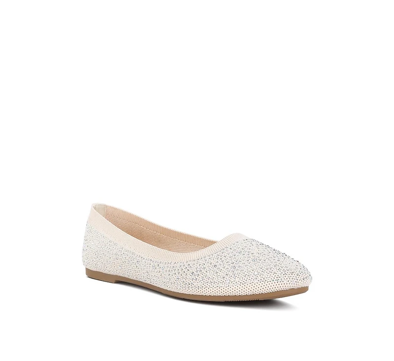 Splash rhinestones embellished ballet flats