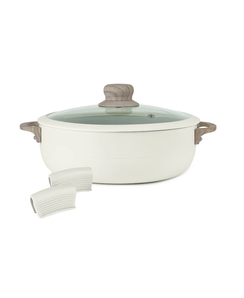Sedona Kitchen Aluminum Qt Caldero with Silicone Rim Glass Lid and Handle Holder