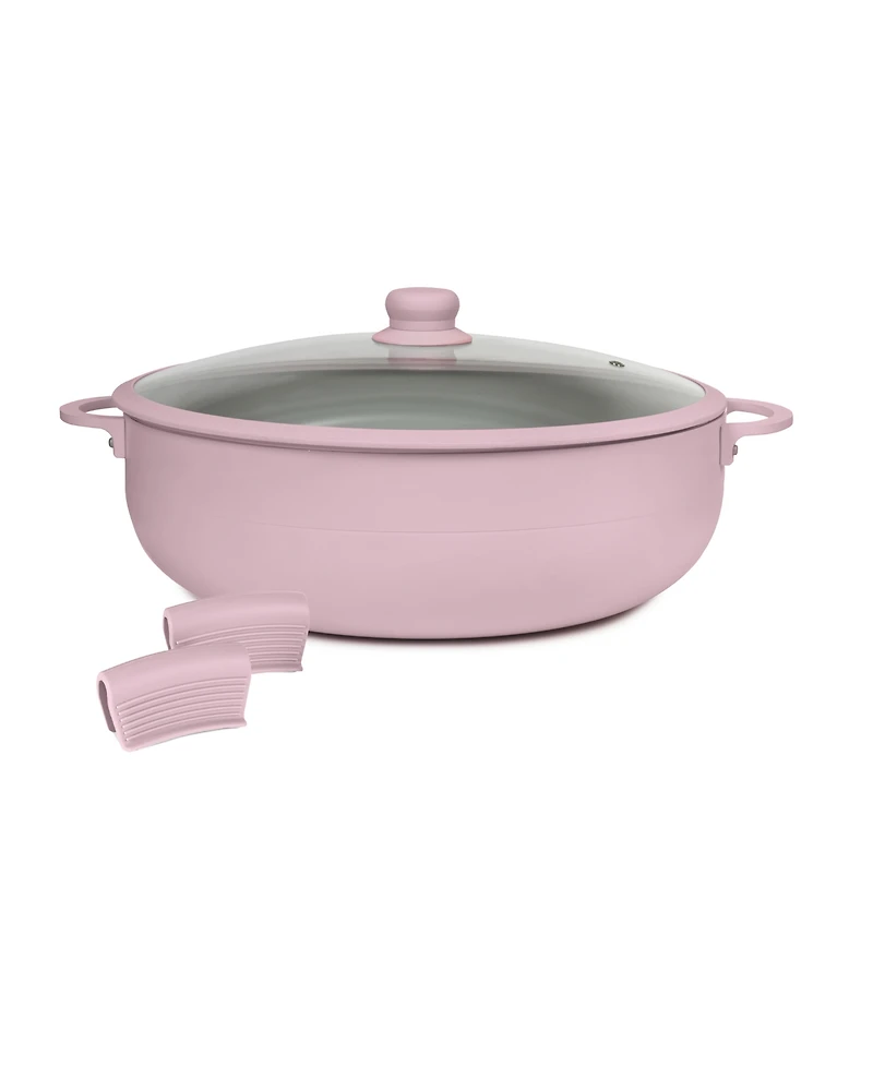 Sedona Kitchen Aluminum 12 Qt Caldero with Silicone Rim Glass Lid and Handle Holder