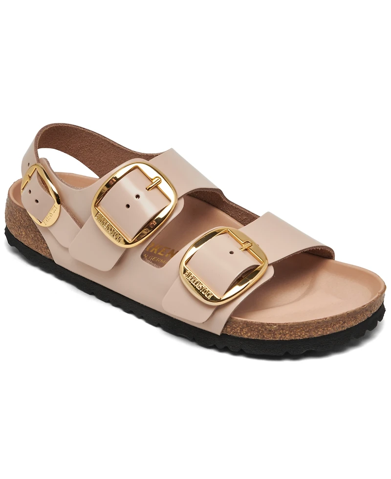 Birkenstock Women's Milano Big Buckle High Shine Natural Leather Patent Sandals from Finish Line