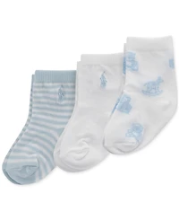 Polo Ralph Lauren Baby Boys Tossed Bear Socks, Pack of 3