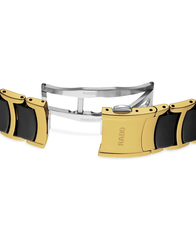 Rado Unisex Swiss Centrix Diamond (1/ ct. t.w.) Black Ceramic & Gold Pvd Bracelet Watch 40mm