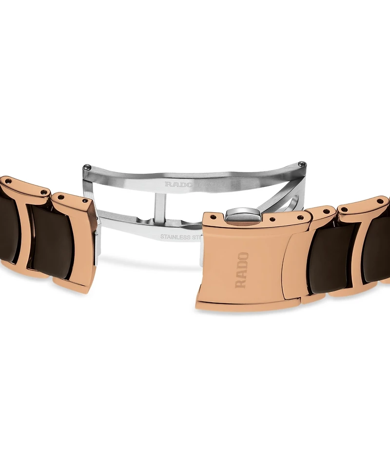 Rado Unisex Swiss Centrix Diamond (1/ ct. t.w.) Brown Ceramic & Rose Gold Pvd Bracelet Watch 40mm