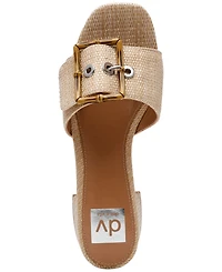Dv Dolce Vita Women's Niece Raffia Block-Heel Buckle Slide Sandals