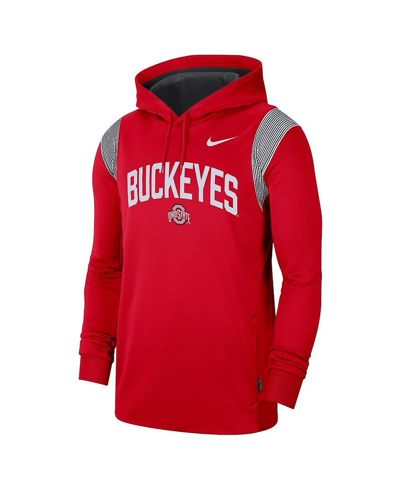 Men's Nike Scarlet Ohio State Buckeyes 2022 Game Day Sideline Performance Pullover Hoodie