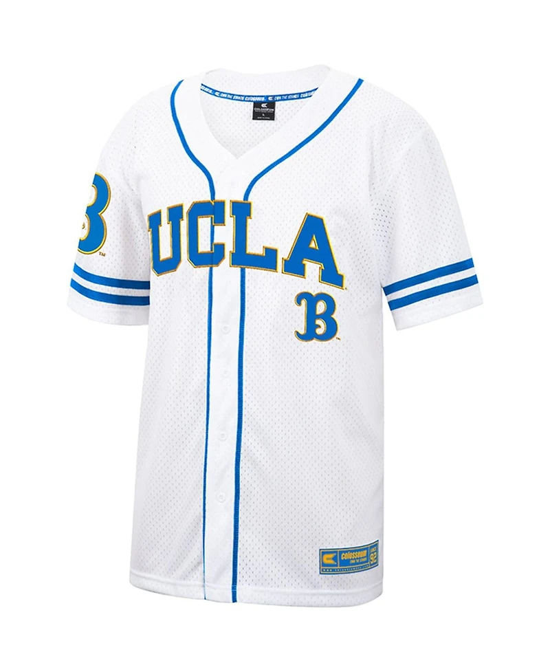 Men's Colosseum White Ucla Bruins Free Spirited Mesh Button-Up Baseball Jersey