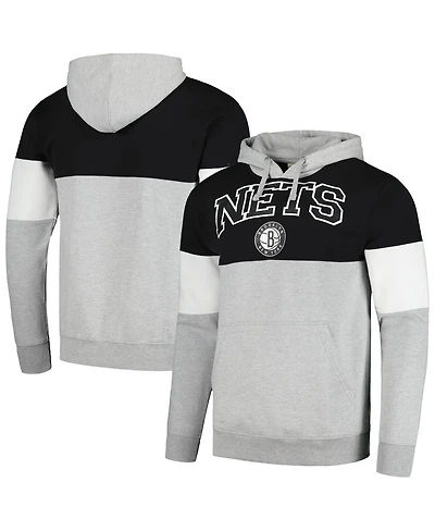 Men's Fanatics Black Brooklyn Nets Contrast Pieced Pullover Hoodie