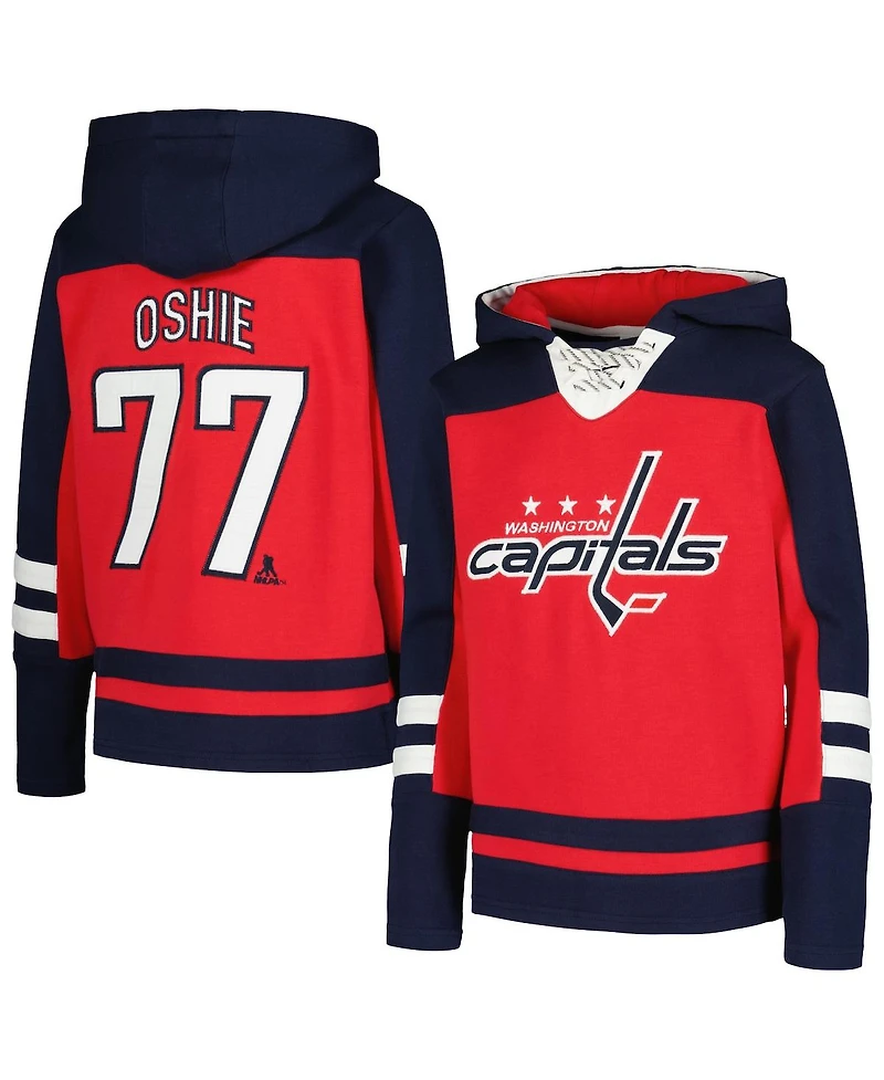 Youth Tj Oshie Red Washington Capitals Ageless Must-Have V-Neck Name and Number Pullover Hoodie