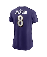 Women's Nike Lamar Jackson Purple Baltimore Ravens Player Name and Number T-shirt