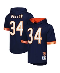 Men's Mitchell & Ness Walter Payton Navy Chicago Bears Retired Player Name and Number Mesh Hoodie T-shirt