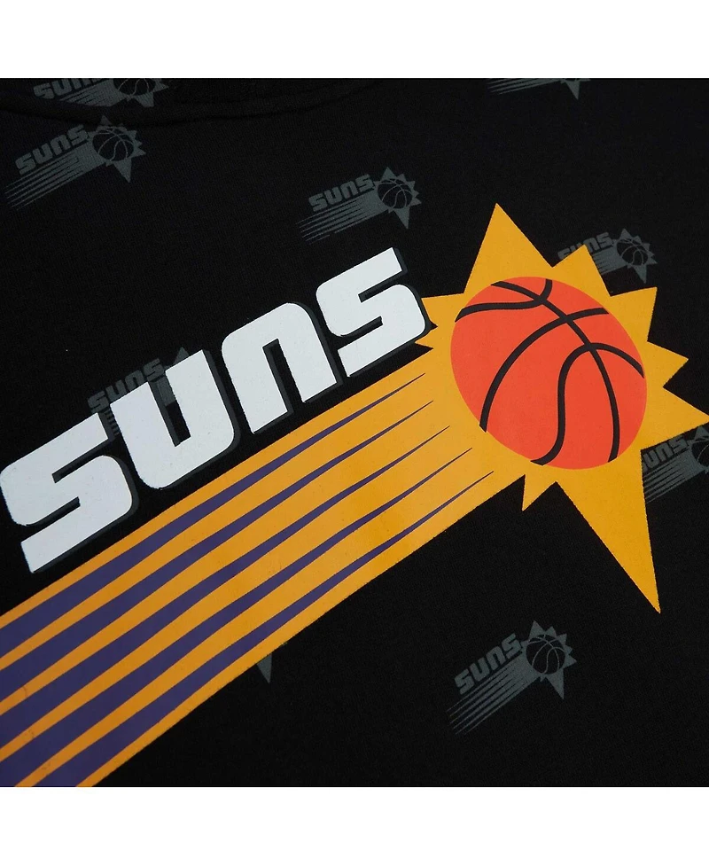 Men's Mitchell & Ness Black Phoenix Suns Hardwood Classics Allover Print Pullover Hoodie