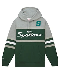 Men's Mitchell & Ness Green Michigan State Spartans Head Coach Pullover Hoodie